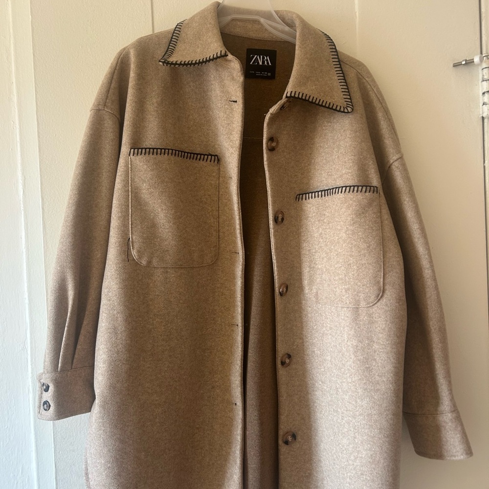 Zara Beige Shirt Jacket